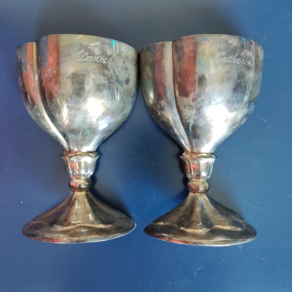 Silver plate wedding goblets (matched set) - Picture 5 of 6